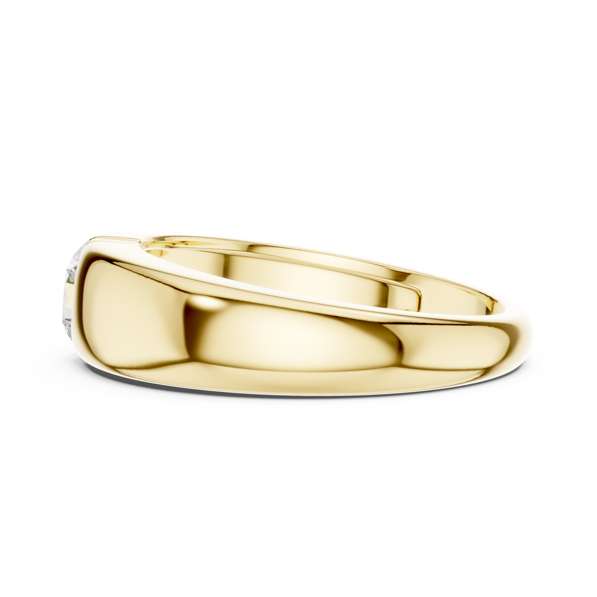  Gold Round Flush Dome Band Ring for Him Angle View