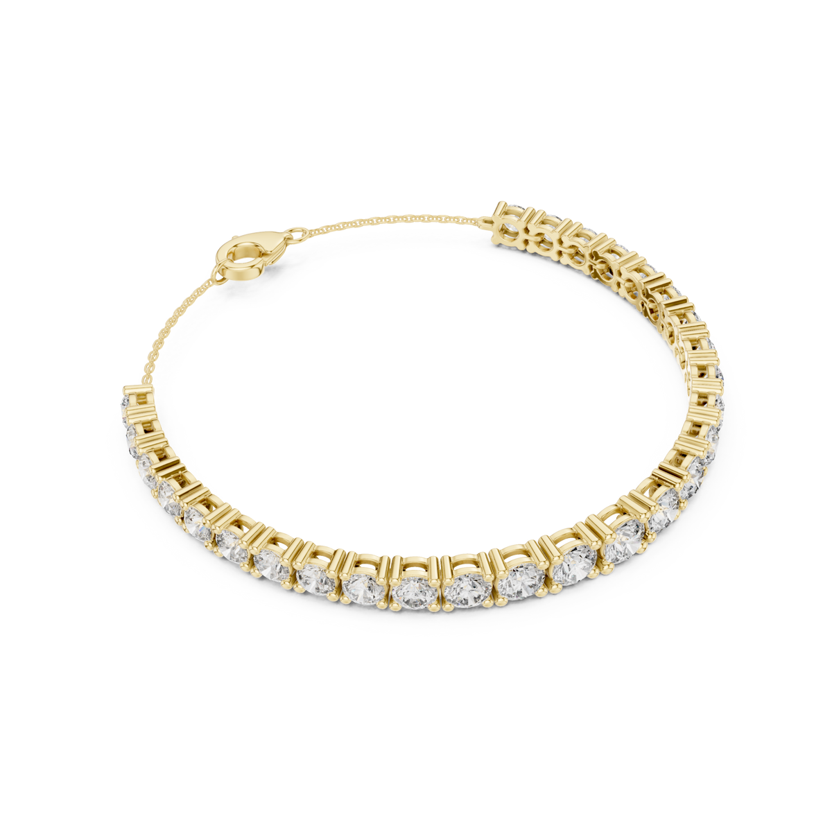  Gold Round Half-Tennis Chain Bracelet Side View