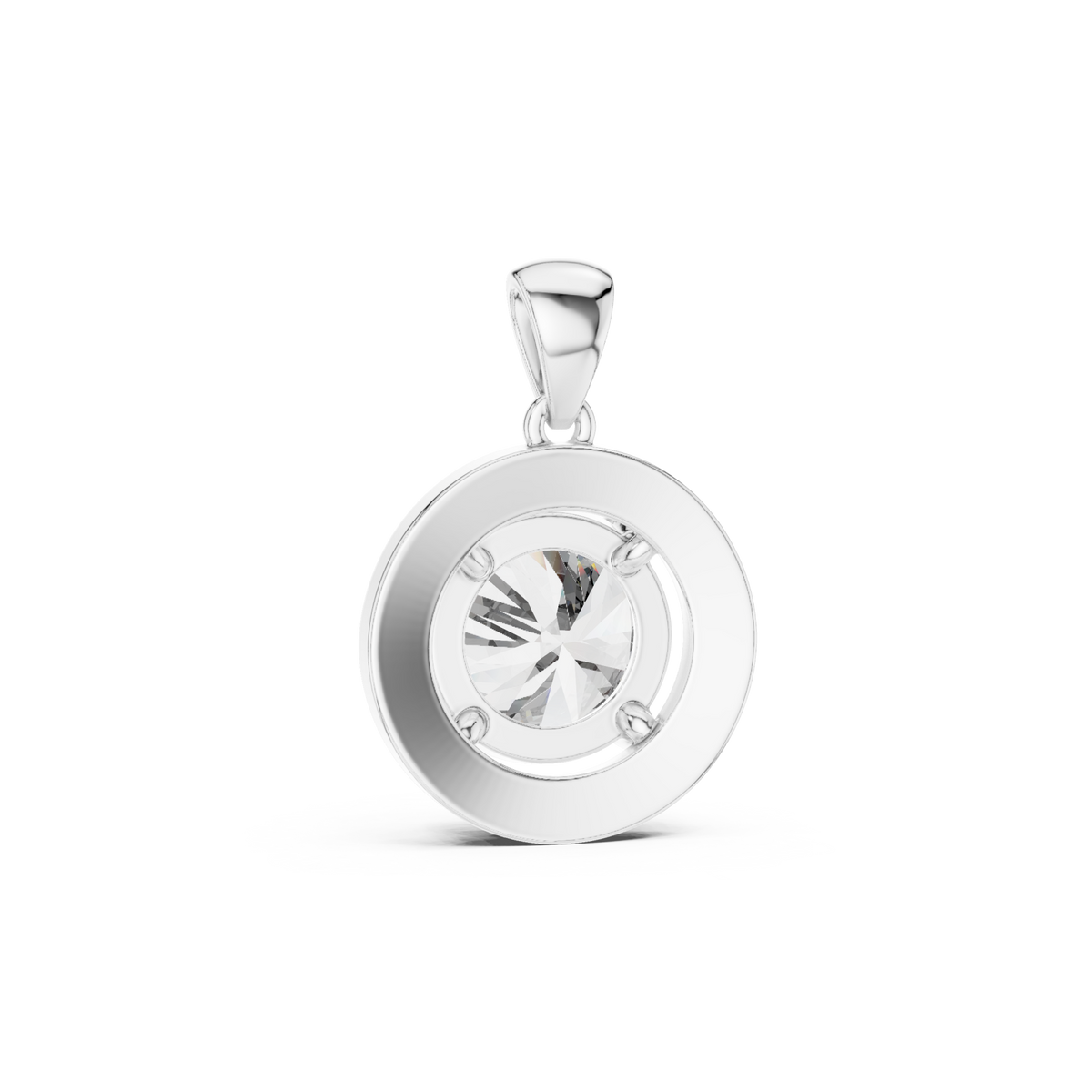 Round halo pendant white gold detail view