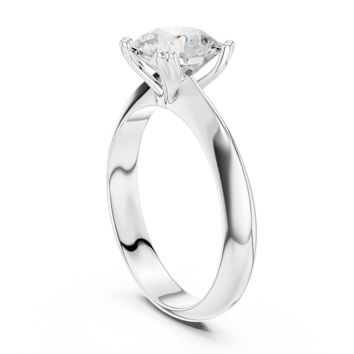 Round knife-edge solitaire engagement ring white gold front view