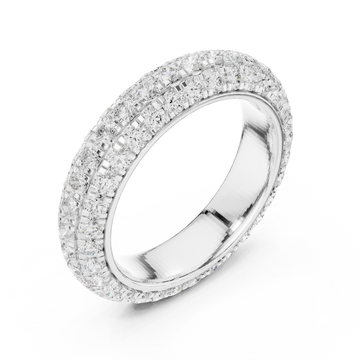 Round pave dome eternity band white gold front view