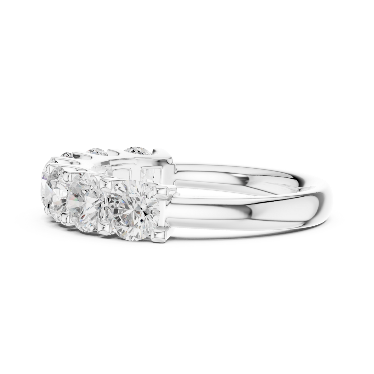  White Gold U-Gallery Seven-Stone Round Anniversary Band Front View