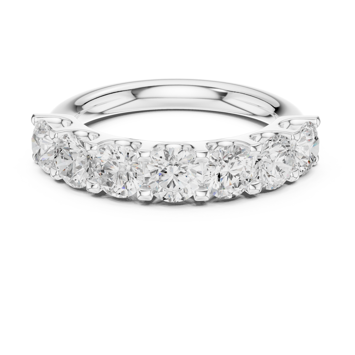 White Gold U-Gallery Seven-Stone Round Anniversary Band Side View