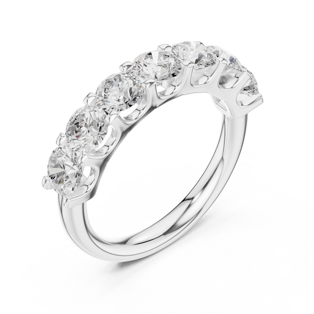  White Gold U-Gallery Seven-Stone Round Anniversary Band Right View