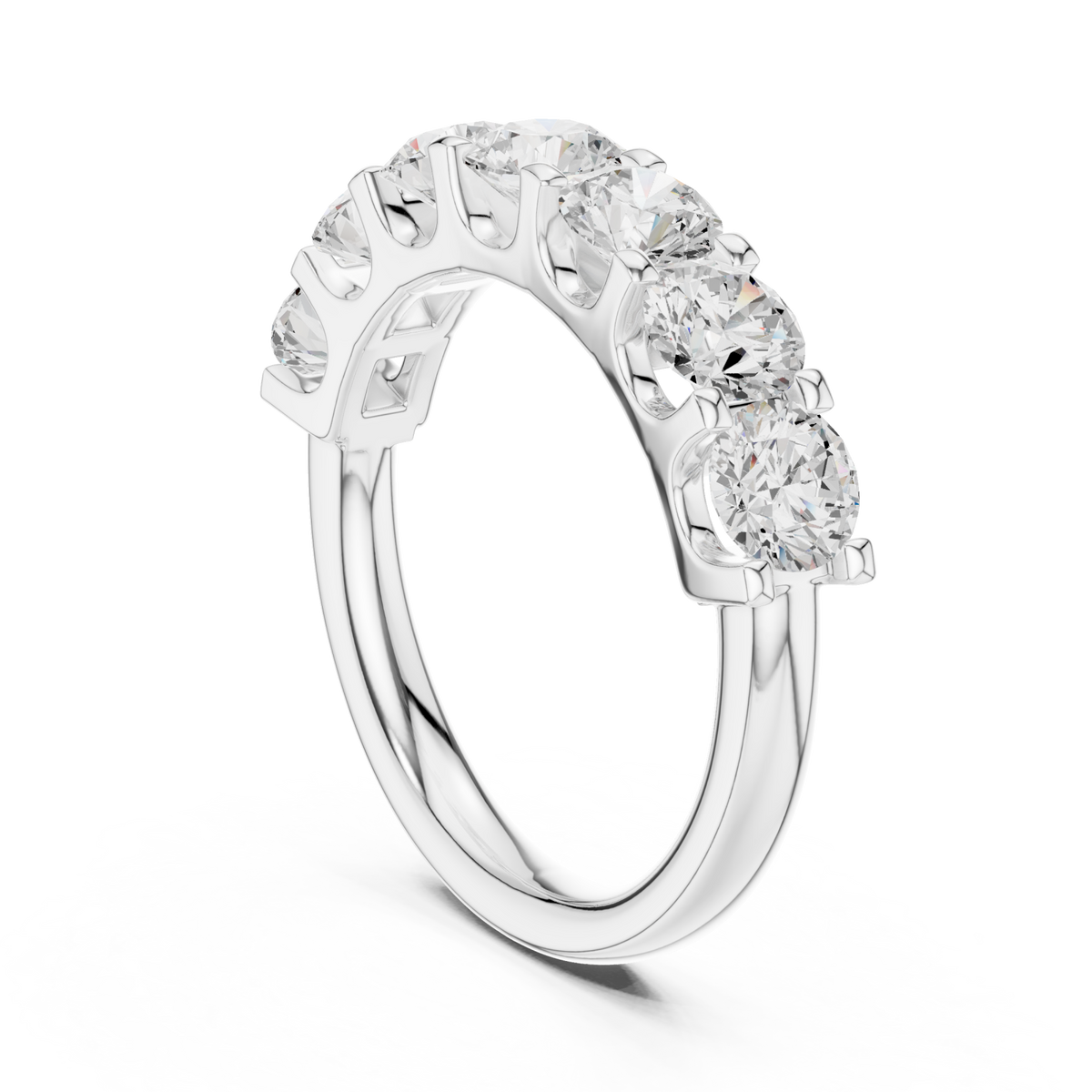  White Gold U-Gallery Seven-Stone Round Anniversary Band Left View