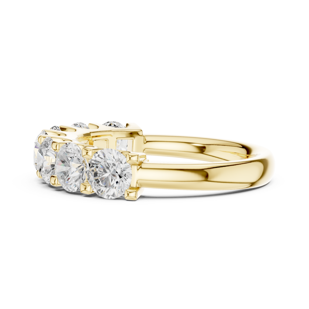  Gold U-Gallery Seven-Stone Round Anniversary Band Front View