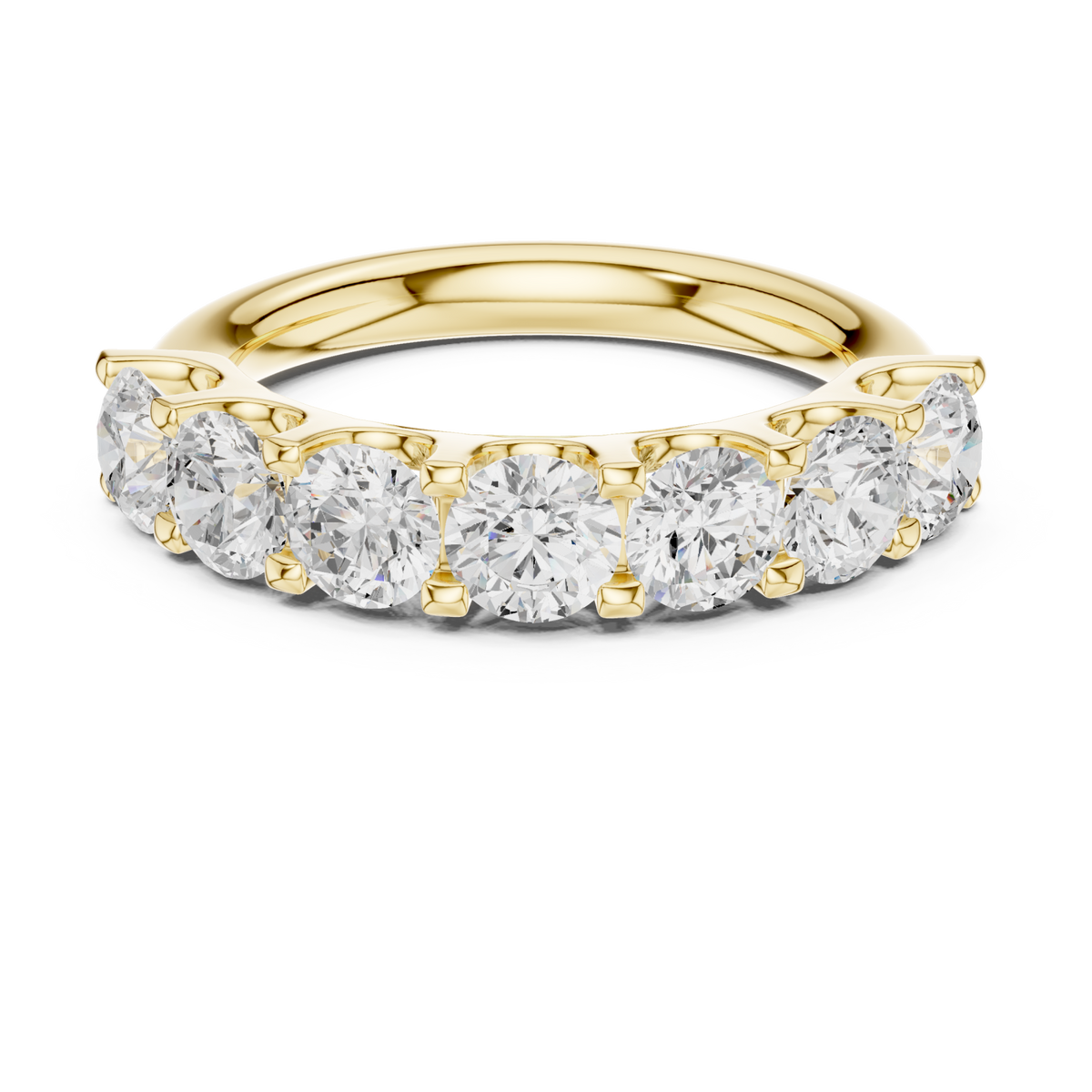 Gold U-Gallery Seven-Stone Round Anniversary Band Side View