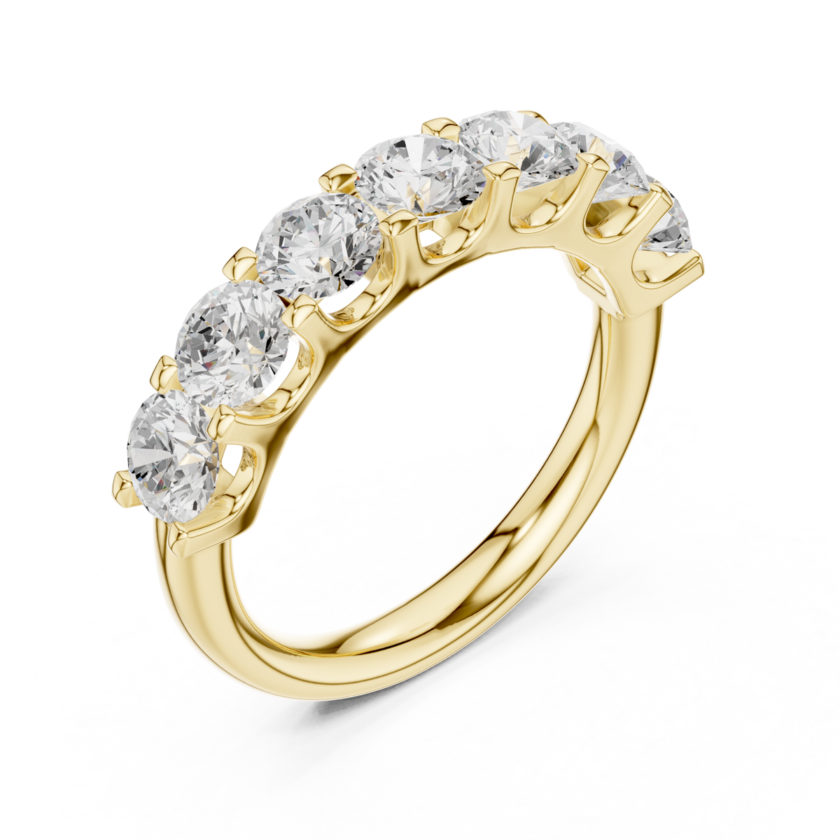 Gold U-Gallery Seven-Stone Round Anniversary Band Right View