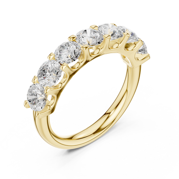 Gold U-Gallery Seven-Stone Round Anniversary Band Right View
