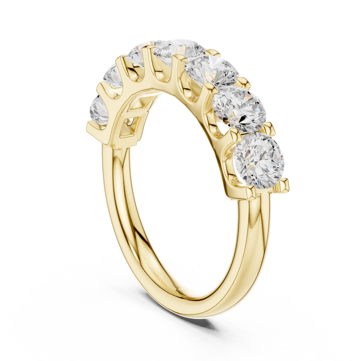  Gold U-Gallery Seven-Stone Round Anniversary Band Left View