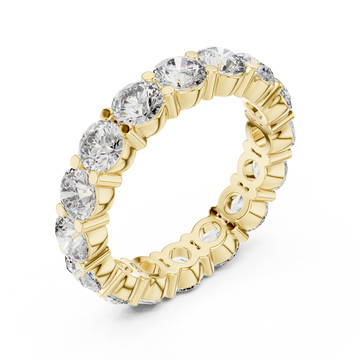 Round shared-prong eternity band yellow gold front view