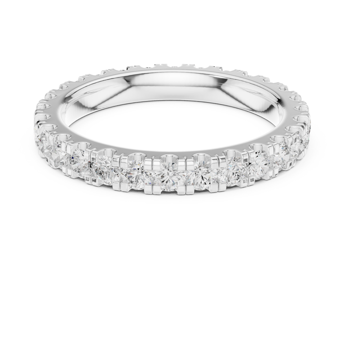 Round shared-prong full eternity band large white gold detail view