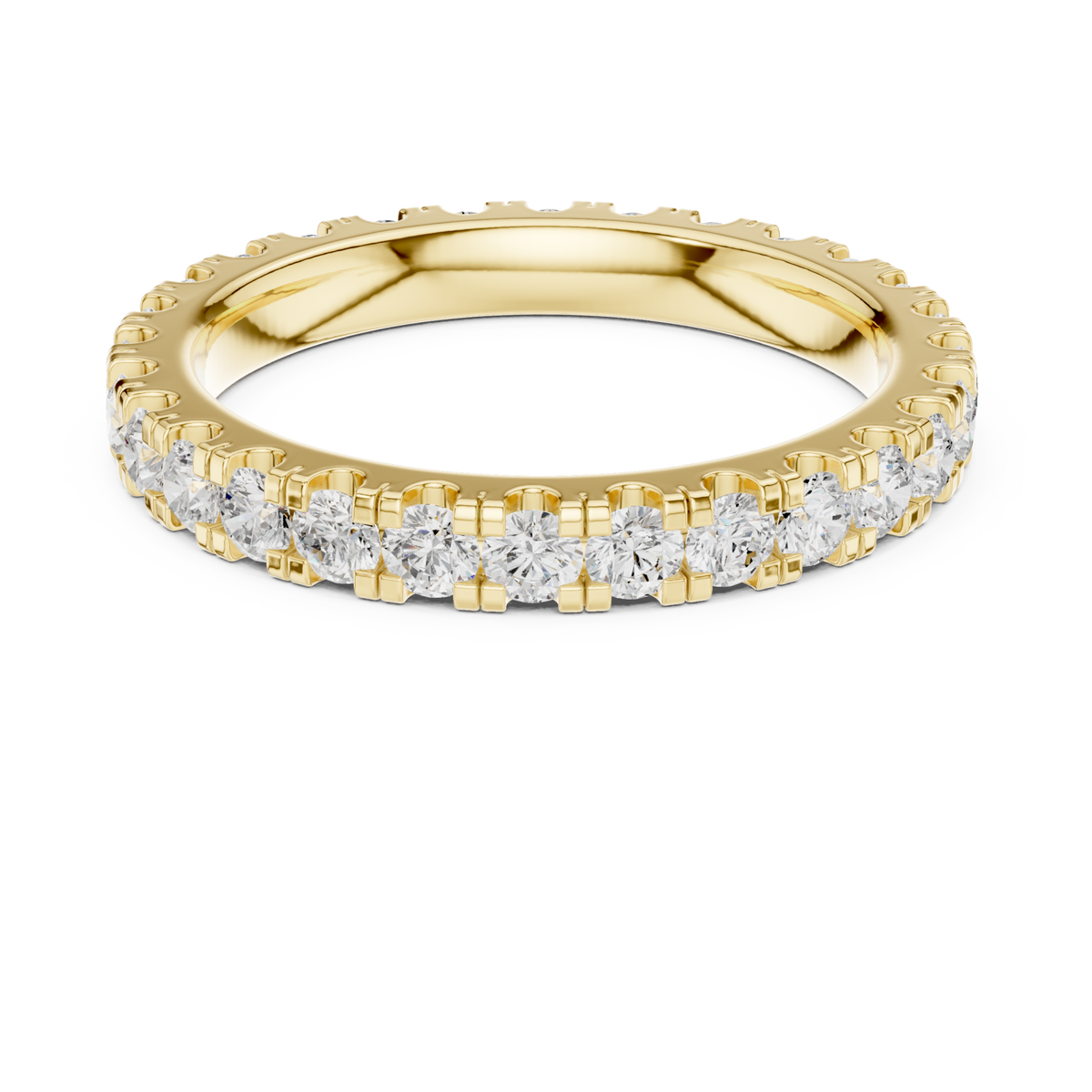 Round shared-prong full eternity band large yellow gold detail view