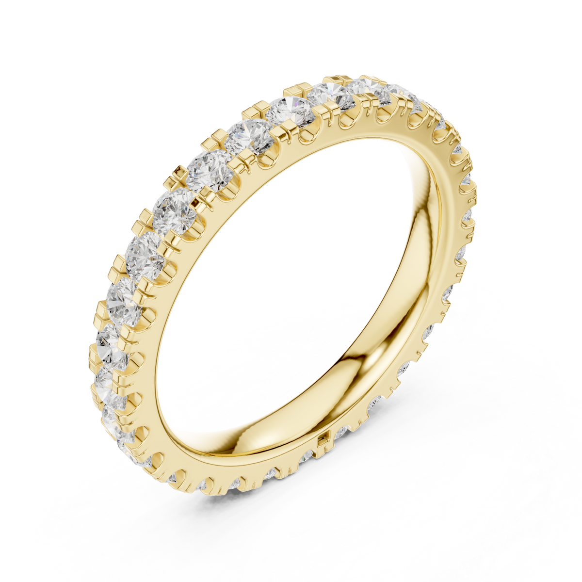 Round shared-prong full eternity band large yellow gold front view