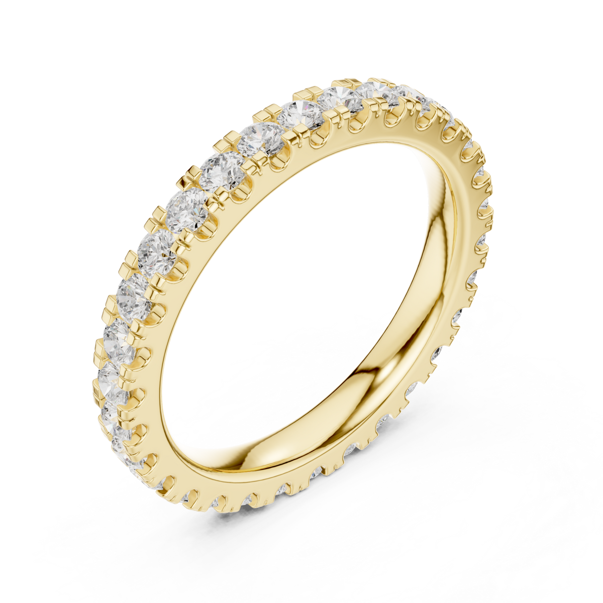 Round shared-prong full eternity band medium yellow gold front view