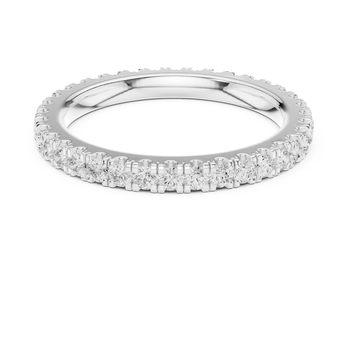 Round shared-prong full eternity band small white gold detail view