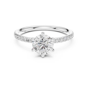  White Gold Round Four-Prong Pave Engagement Ring Side View