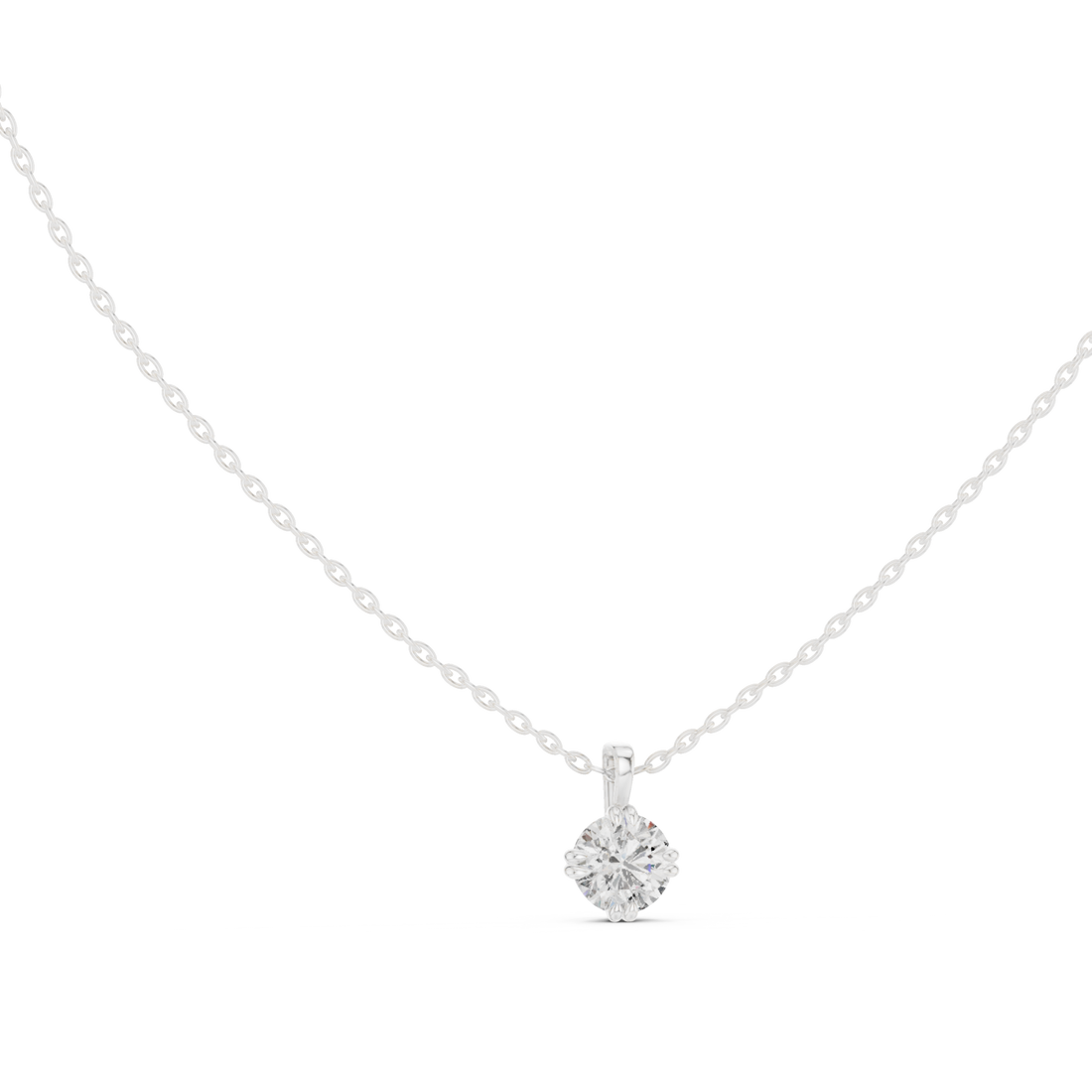 Round solitaire pendant white gold front view