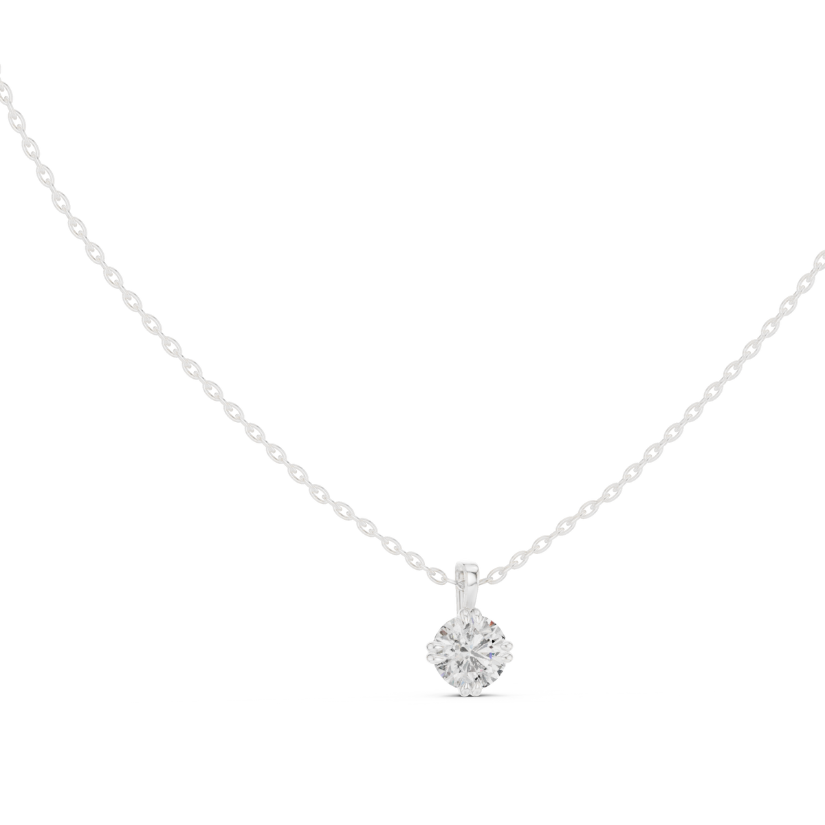 Round solitaire pendant white gold front view
