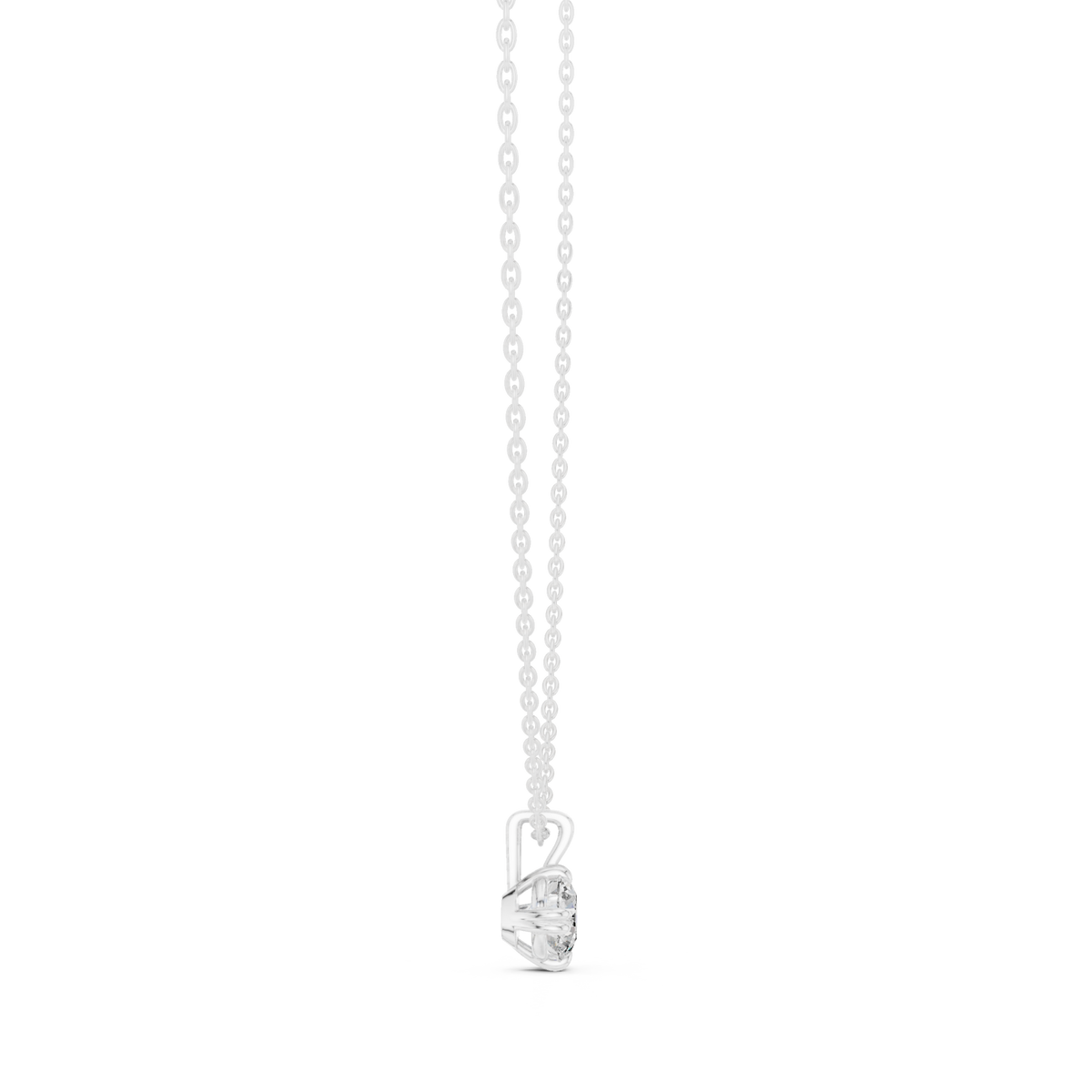 Round solitaire pendant white gold side view