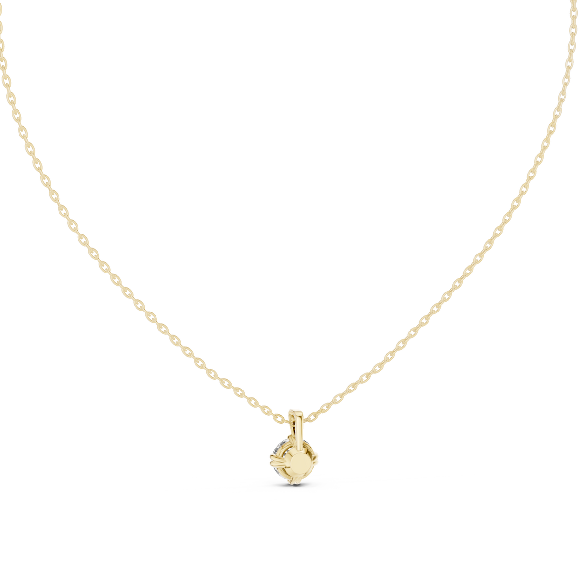 Round solitaire pendant yellow gold detail view