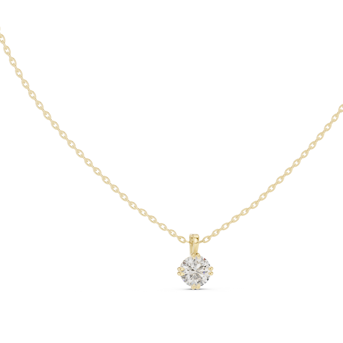 Round solitaire pendant yellow gold front view