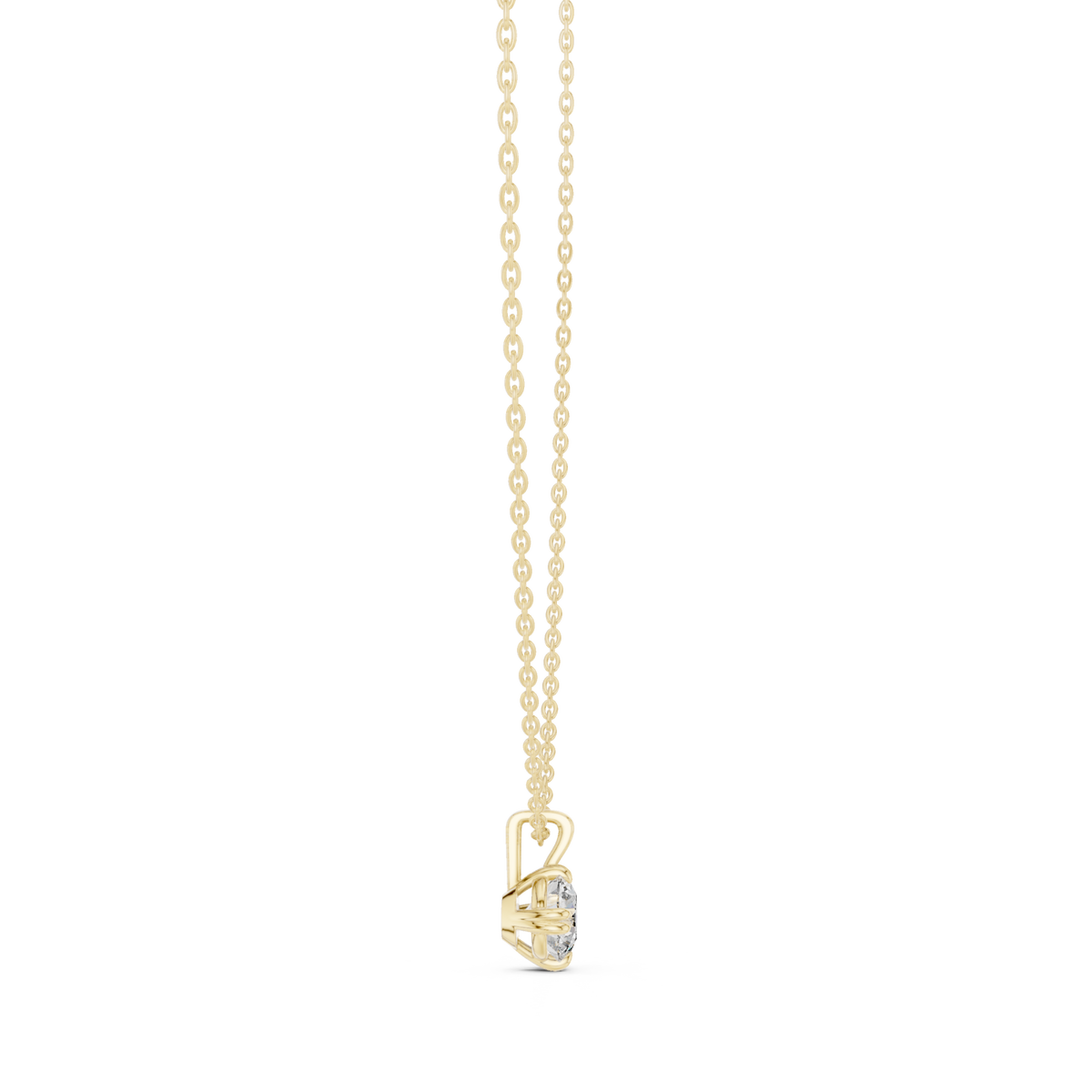 Round solitaire pendant yellow gold side view