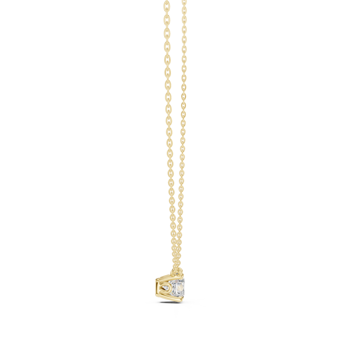  Gold Square-Basket Round Solitaire Station Necklace Left View