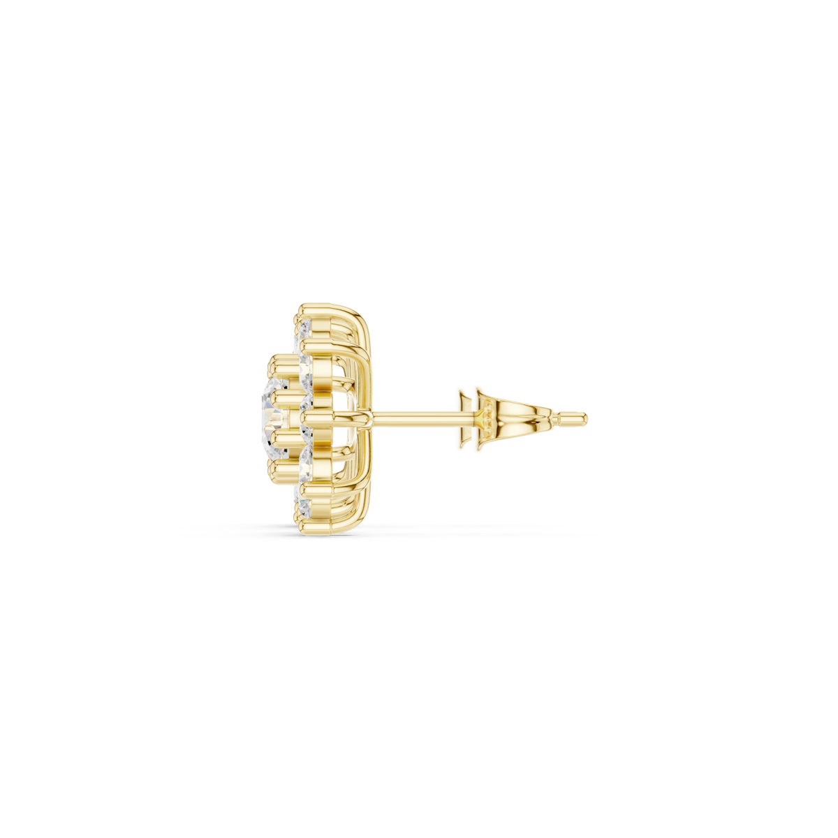  Gold Round Starburst Cluster Studs Side View