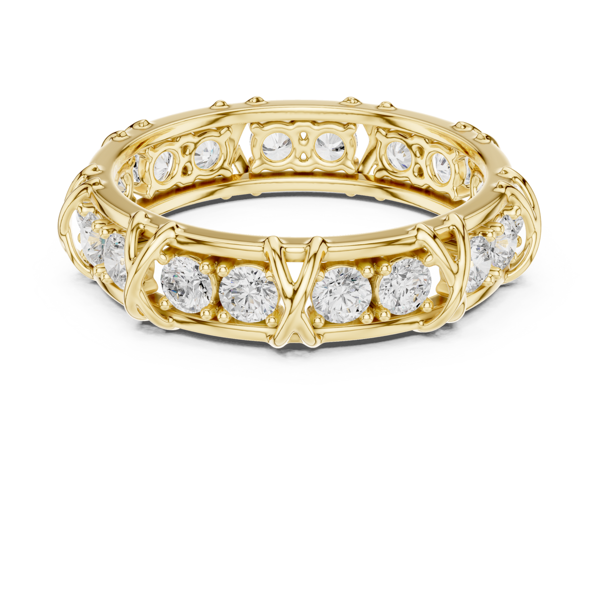  Gold Round Station XO Eternity Band for Him Detail View