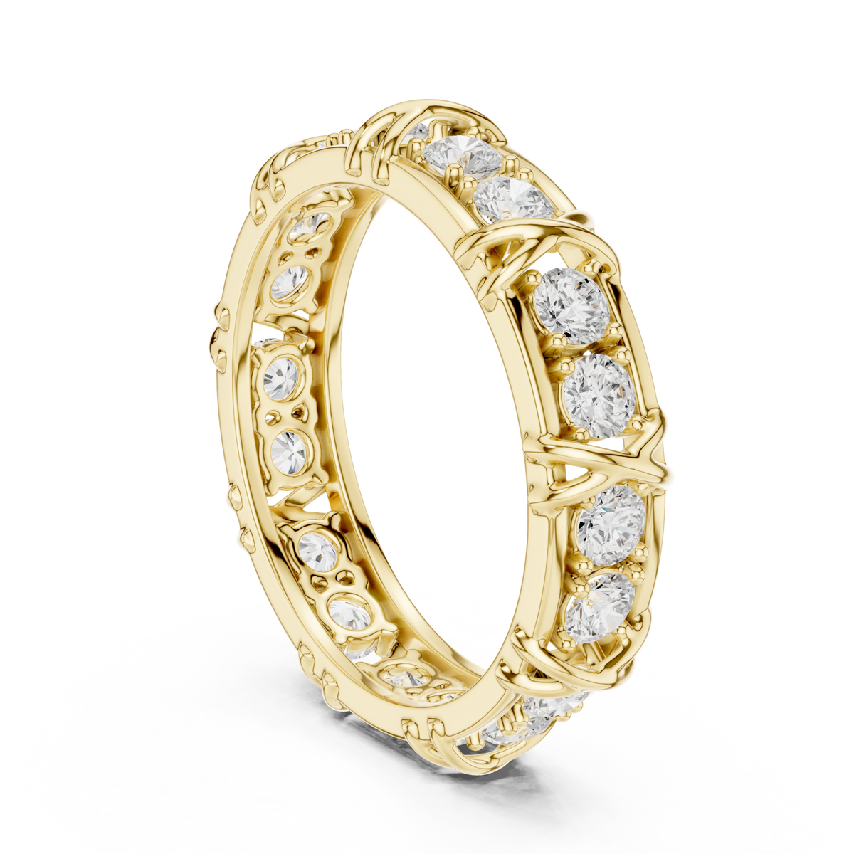  Gold Round Station XO Eternity Band for Him Side View