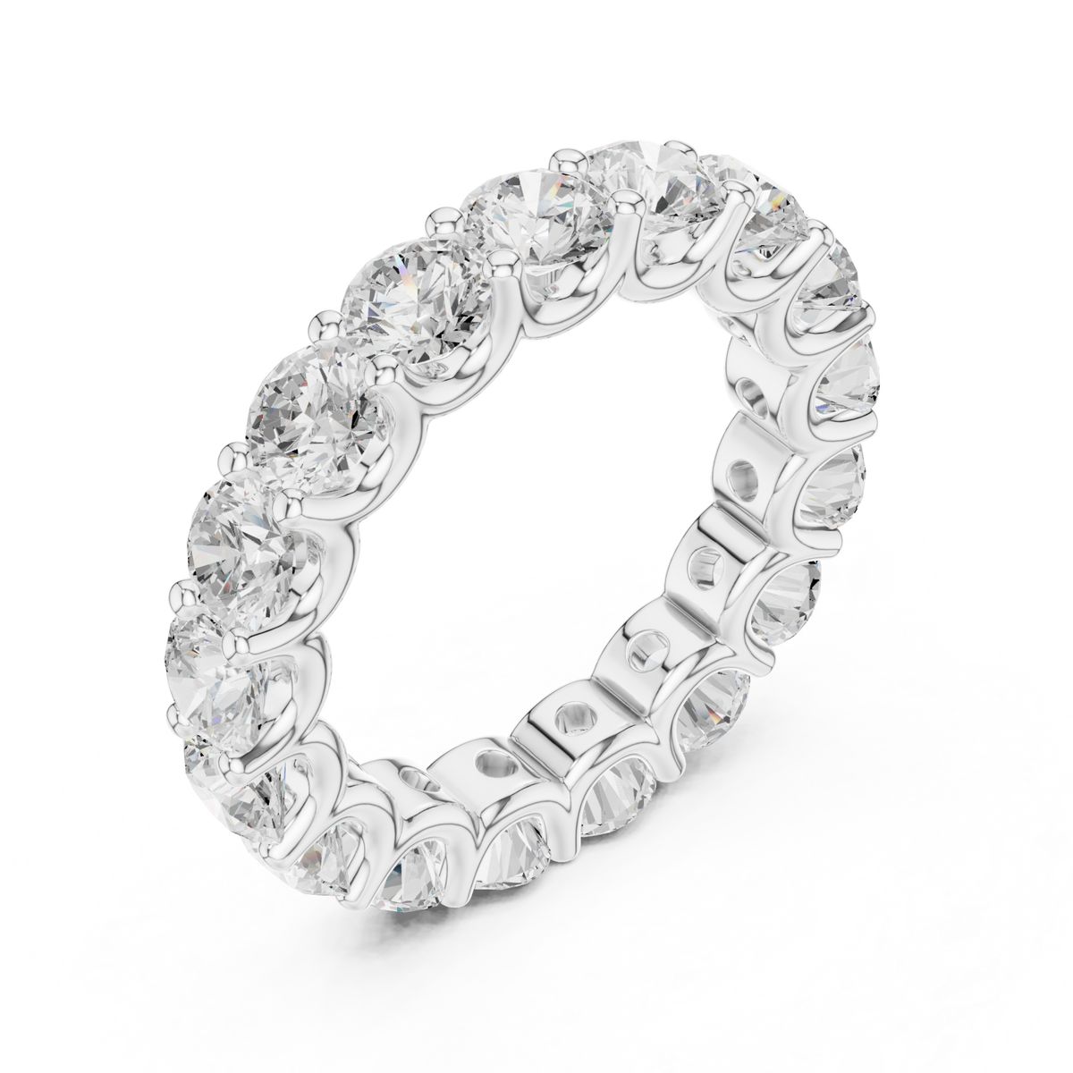 Round u-prong full eternity band white gold front view