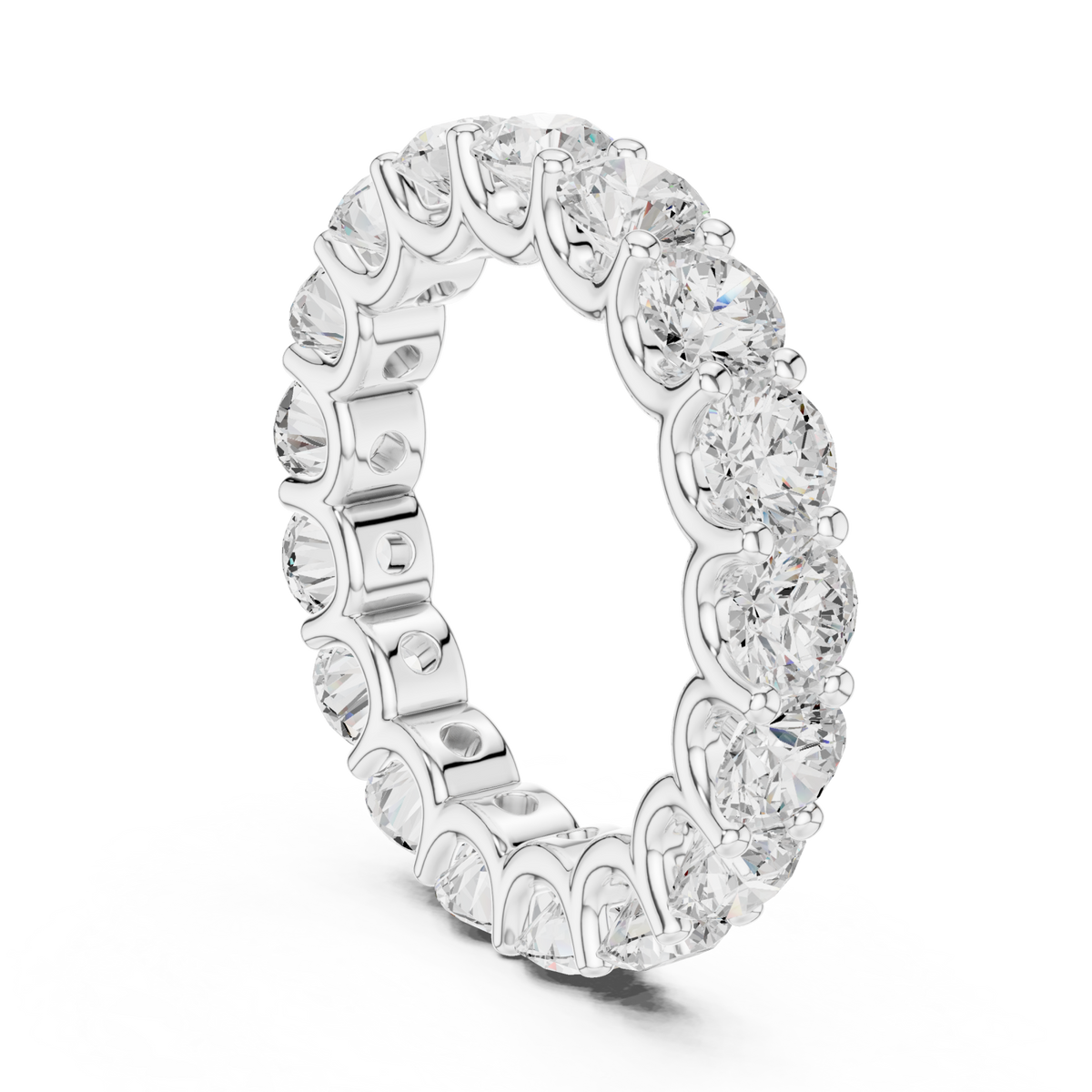 Round u-prong full eternity band white gold side view