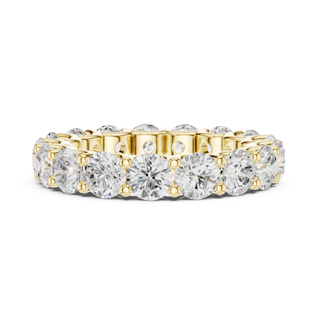 Round u-prong full eternity band yellow gold front view