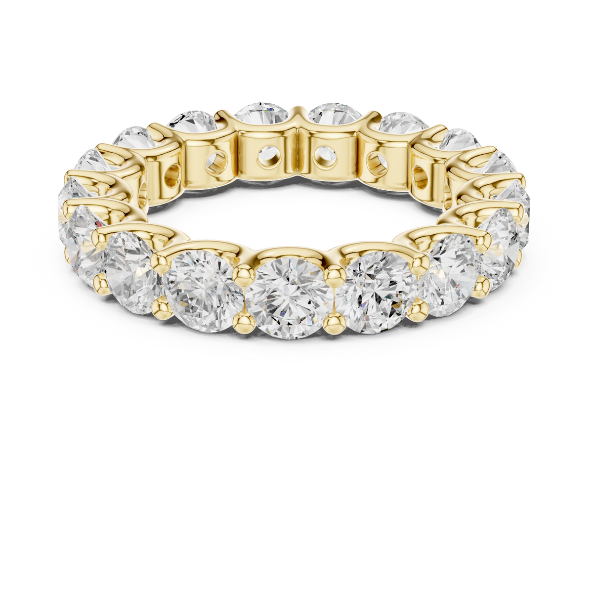 Round u-prong full eternity band yellow gold detail view