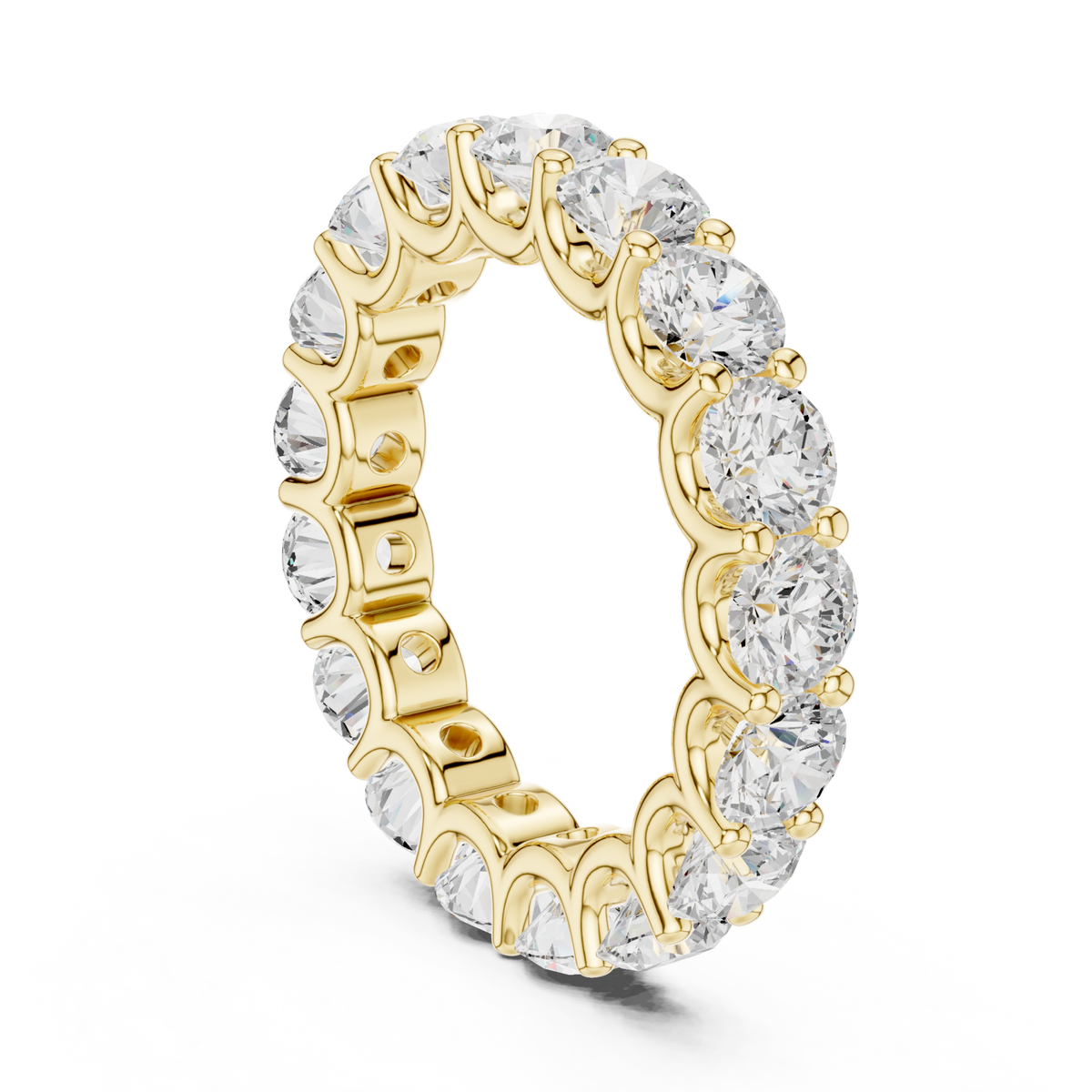 Round u-prong full eternity band yellow gold side view