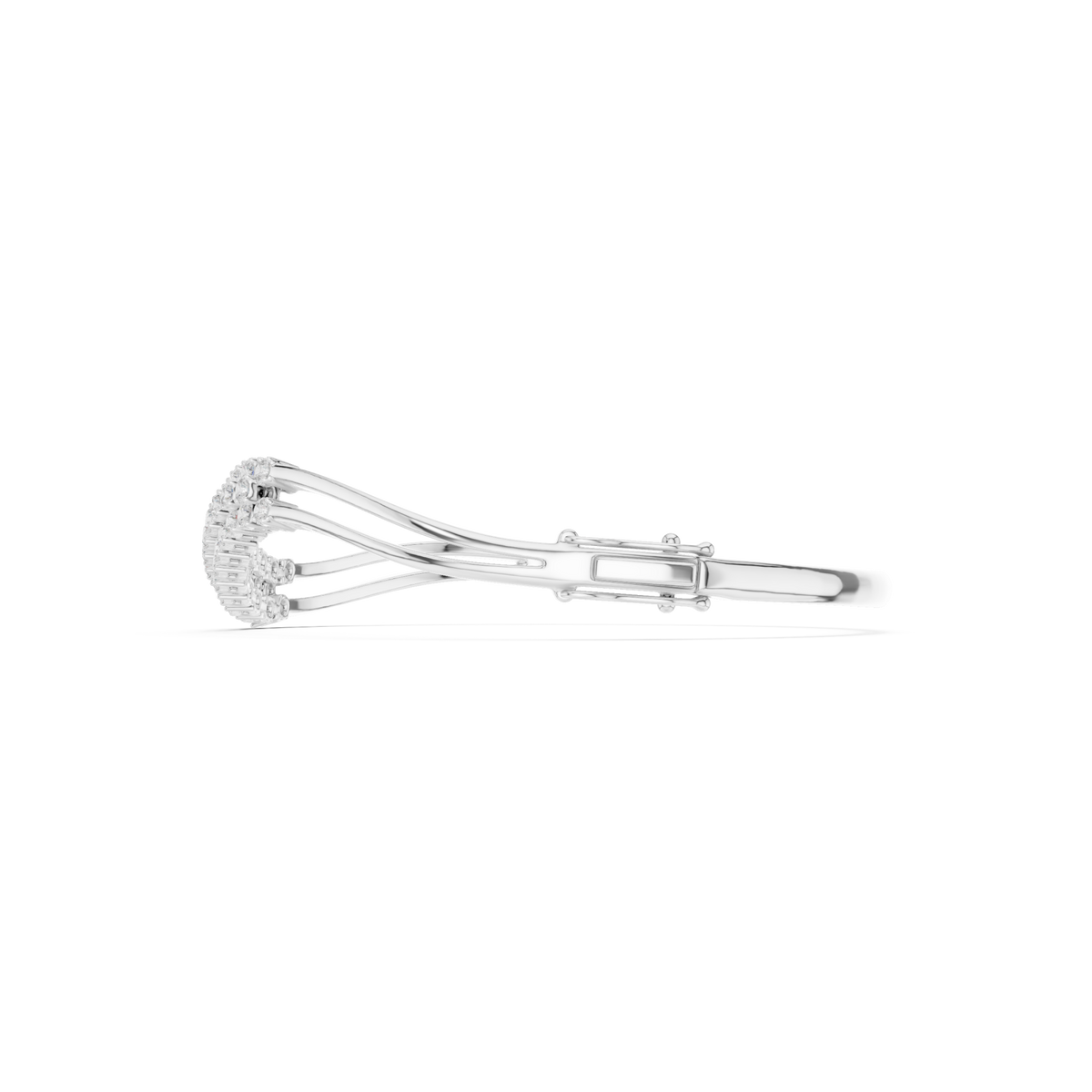  White Gold S-Curve Wave Round Bangle Angle View