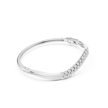  White Gold S-Curve Wave Round Bangle Front View