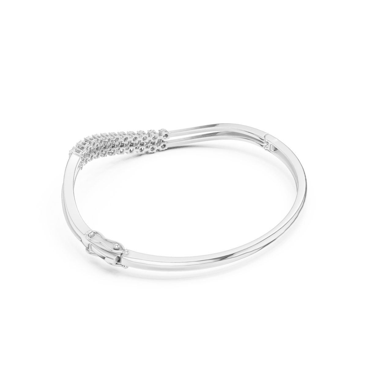  White Gold S-Curve Wave Round Bangle Side View