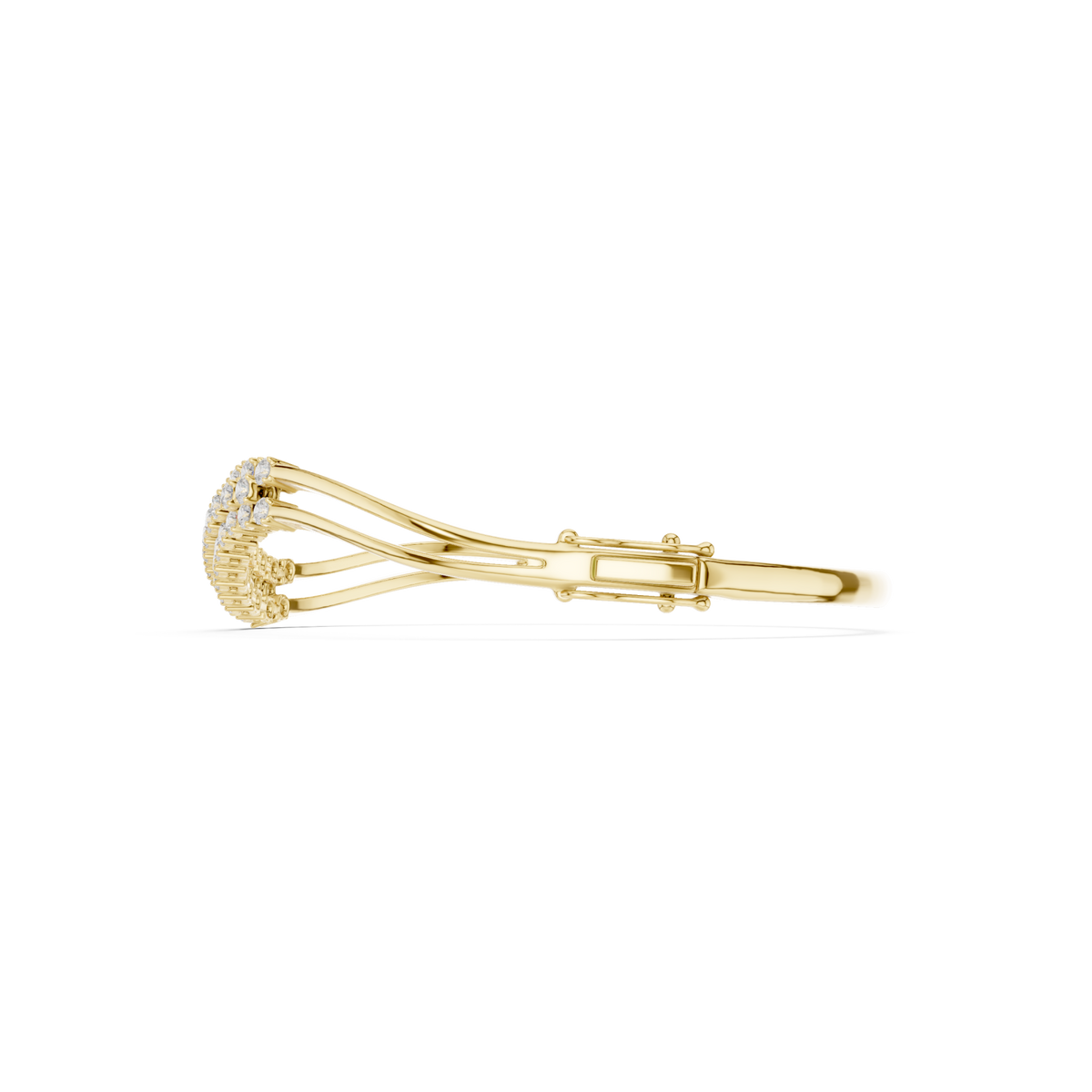  Gold S-Curve Wave Round Bangle Angle View