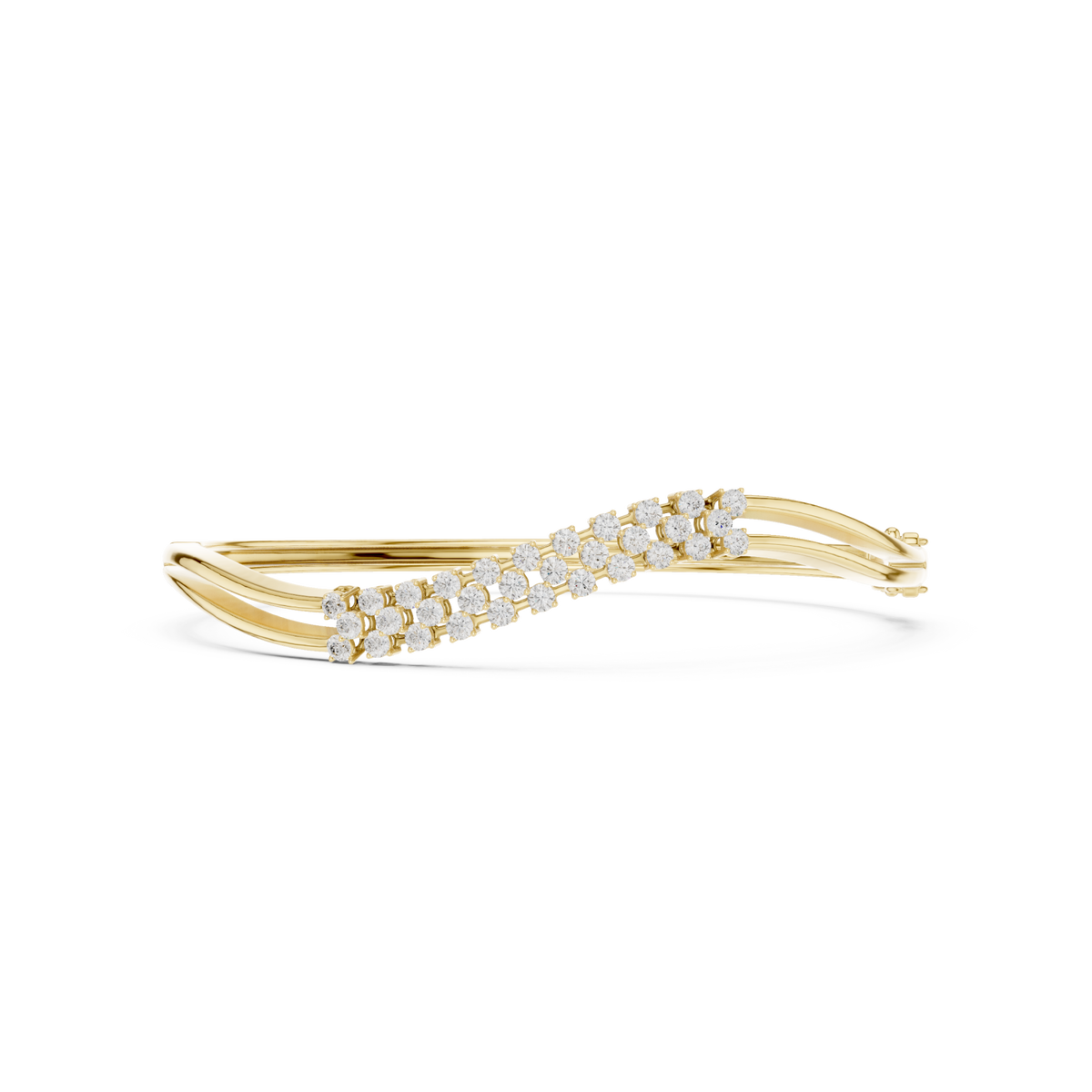  Gold S-Curve Wave Round Bangle Detail View