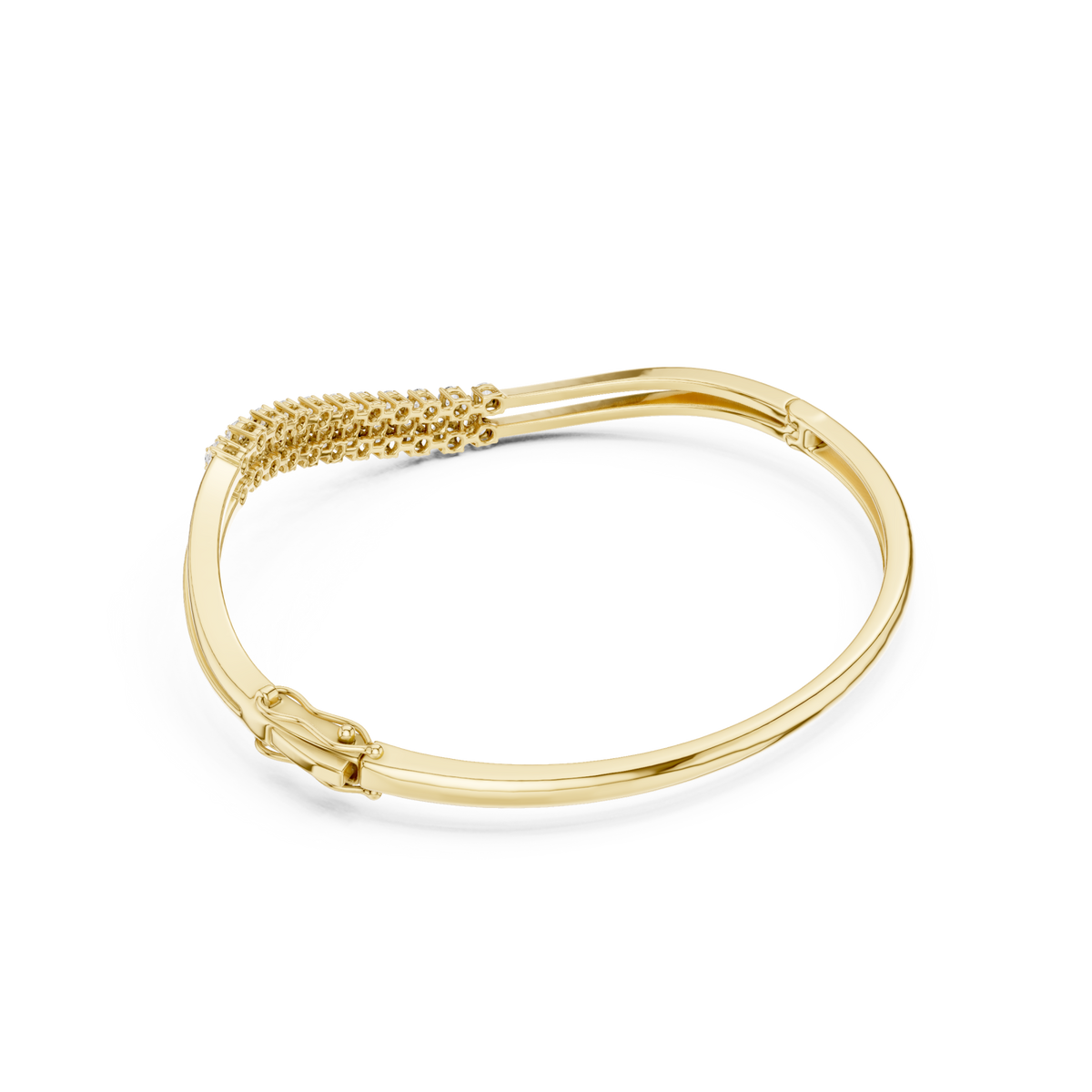  Gold S-Curve Wave Round Bangle Side View
