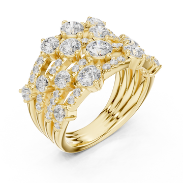 Scatter cluster fan dome ring yellow gold front view