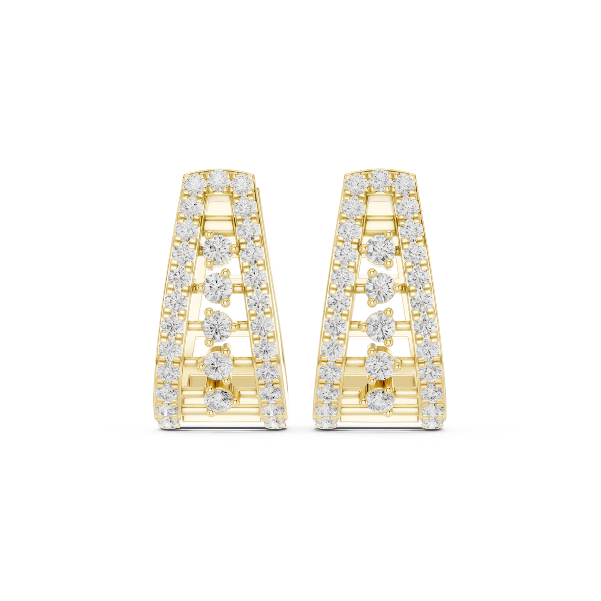  Gold Scatter Panel Diamond Huggie Hoops Detail View