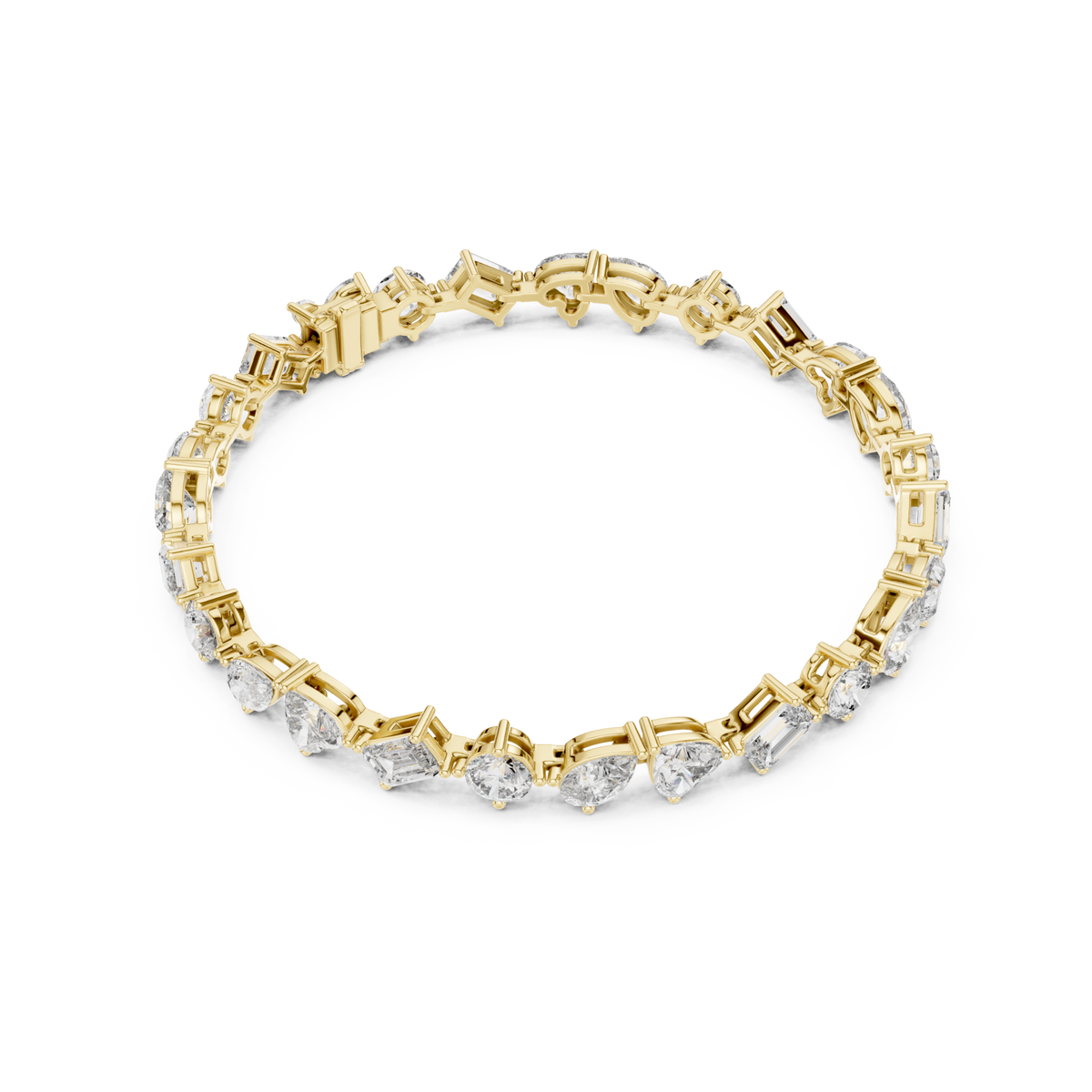  Gold Scattered Mixed-Shape Tennis Bracelet Side View
