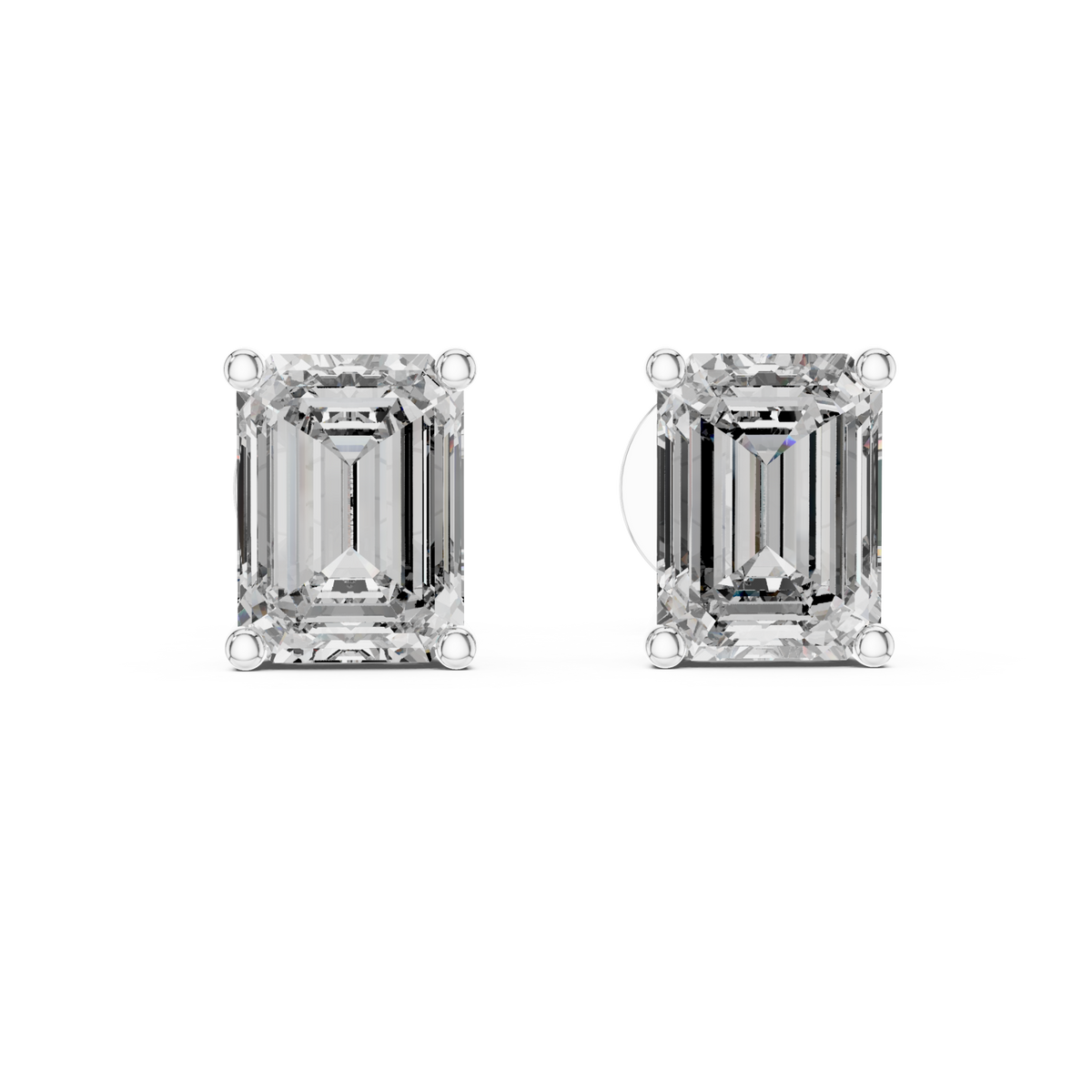  White Gold Signature Emerald Solitaire Studs Detail View
