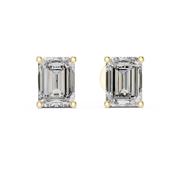  Gold Signature Emerald Solitaire Studs Detail View