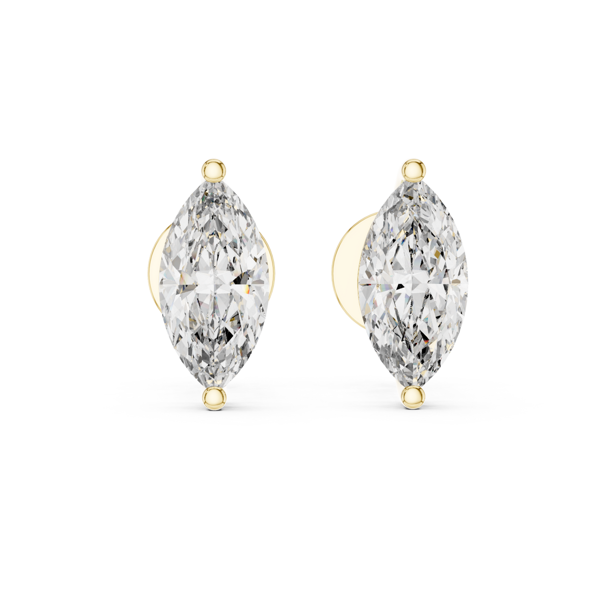  Gold Signature Marquise Solitaire Studs Detail View