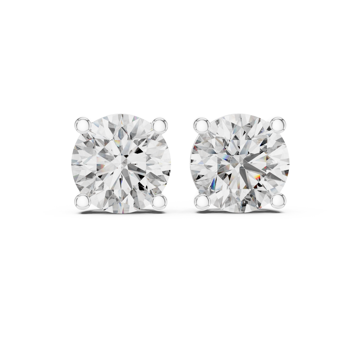  White Gold Signature Round Solitaire Studs Detail View