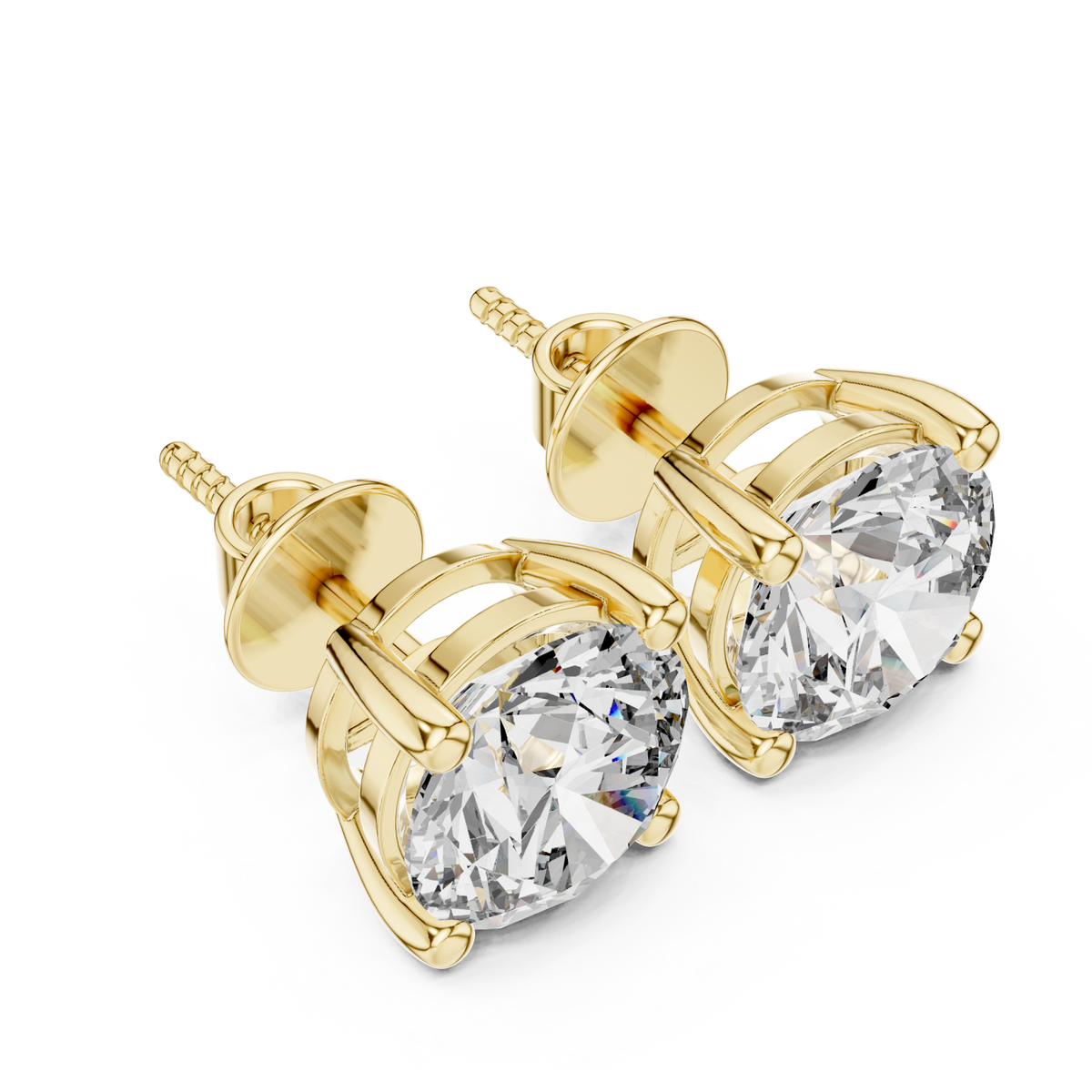 Gold Signature Round Solitaire Studs Angle View
